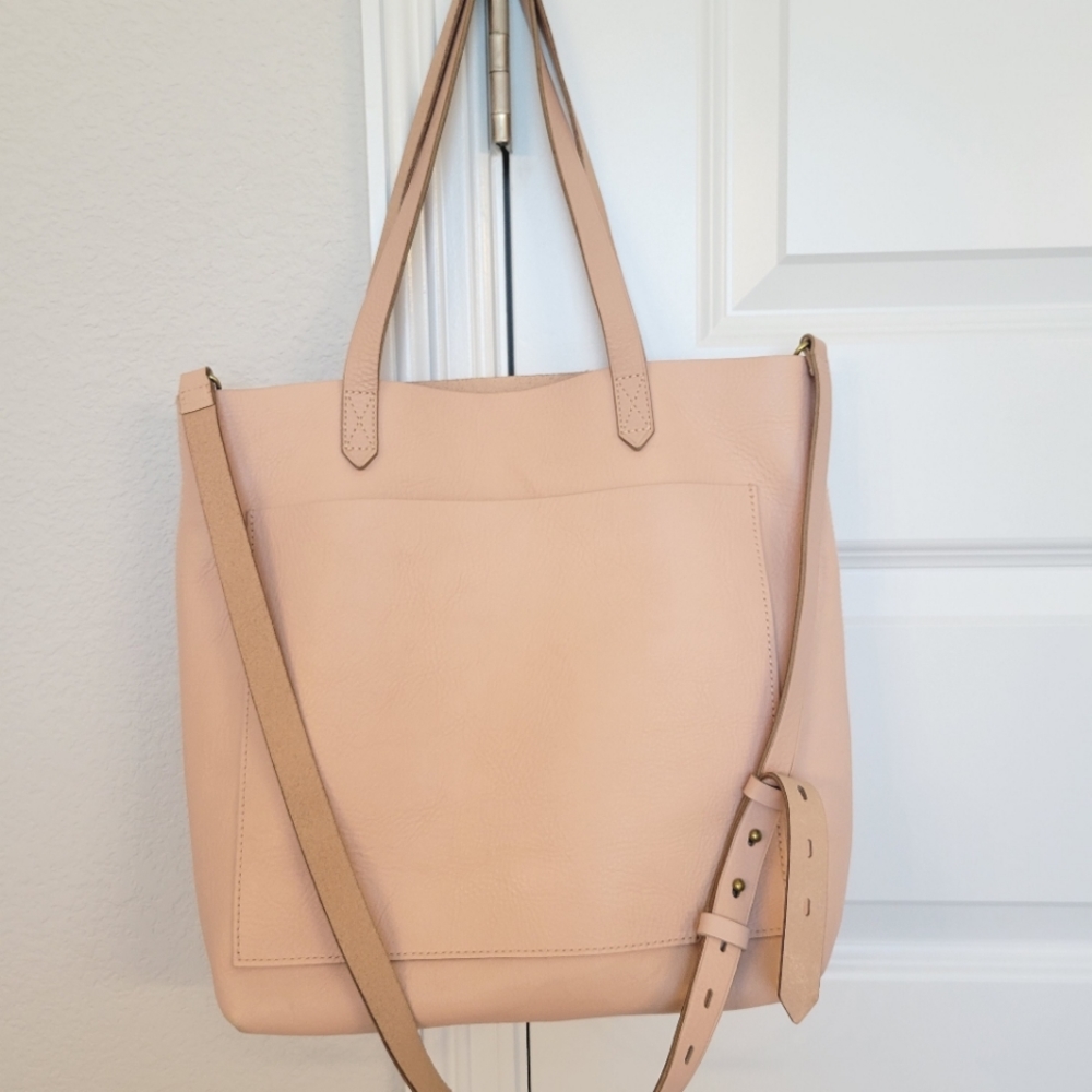 Madewell Leather Medium Transport Tote Pale Blush